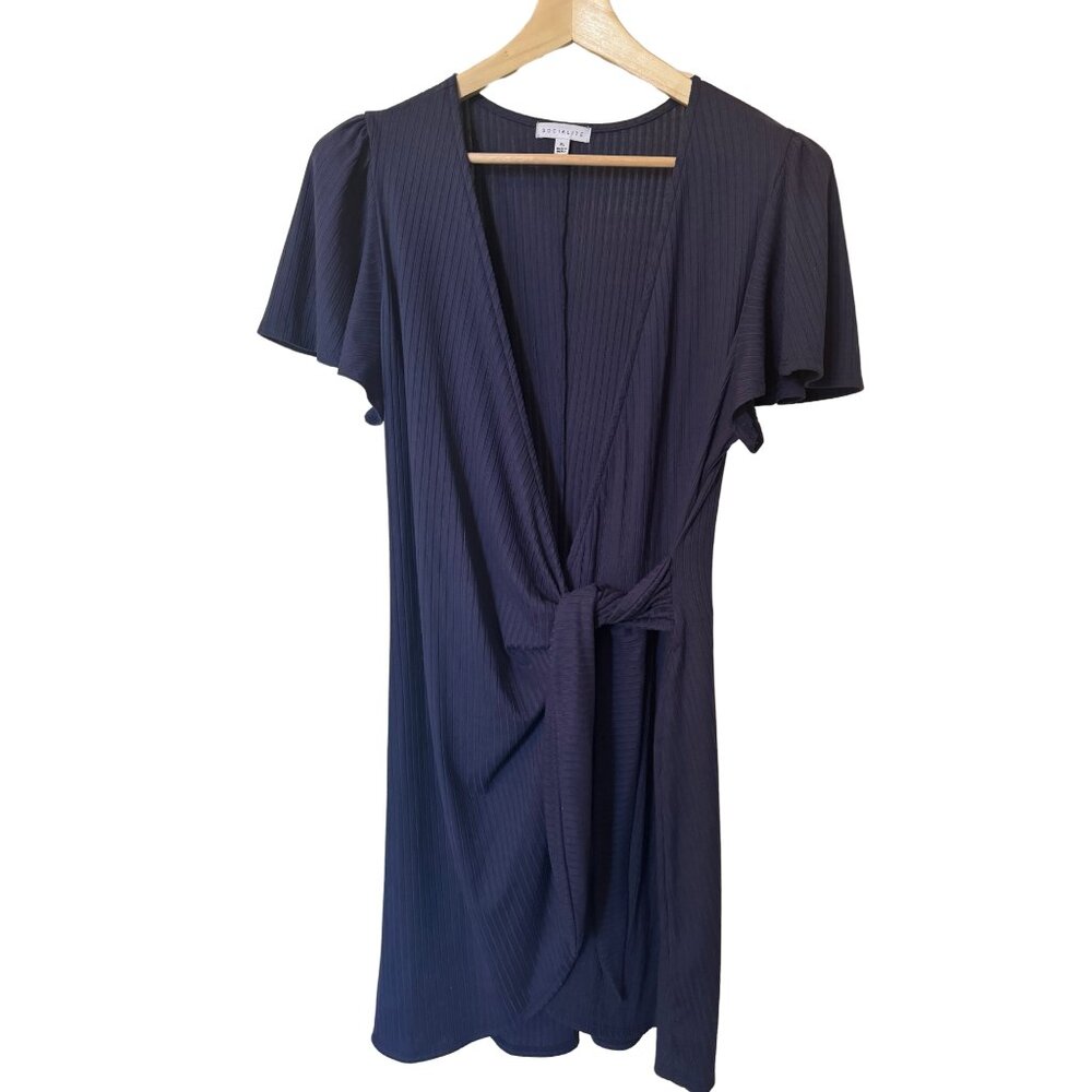 Socialite Navy Blue Wrap Dress - Size XL